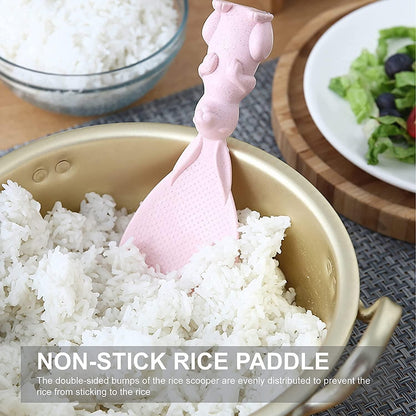 Rabbit Standing Non-Stick  Rice Spoon,Vertical Kitchen Serving Spoon (Pack of 2)
