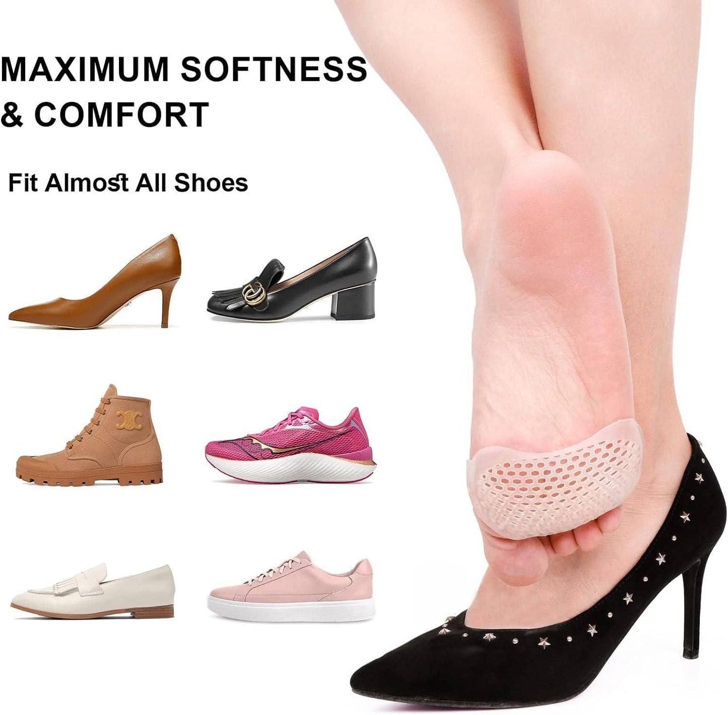 Silicone Honeycomb Shoes Pad Gel Insoles Breathable Health Care Massage for feet (Pair of 1)