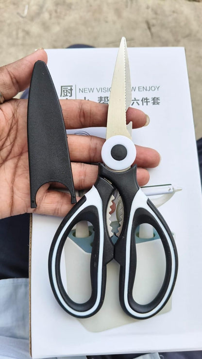 Multifunction Kitchen Scissors - Chicken Bone Meat Vegetable Cutter Nutcracker Bottle Openers Tools, 1 Pcs